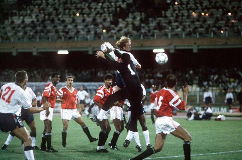 Mark Wright scores against Egypt in 1990.